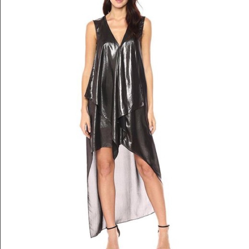 BCBG MAXAZARIA  Gunmetal high/ low dress.